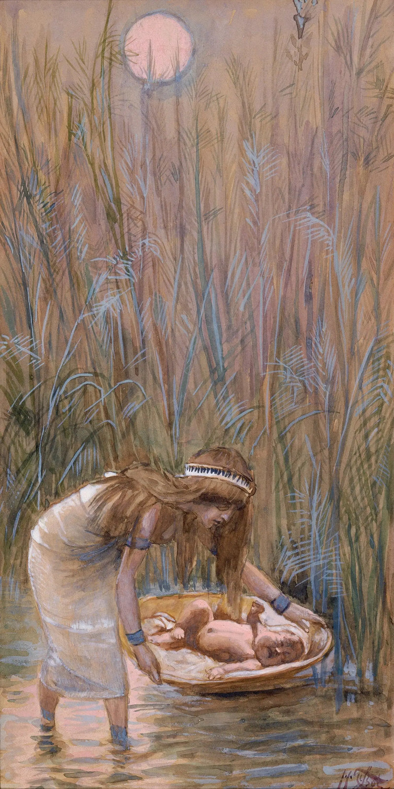 Moses Lying Among the Flags - James Tissot