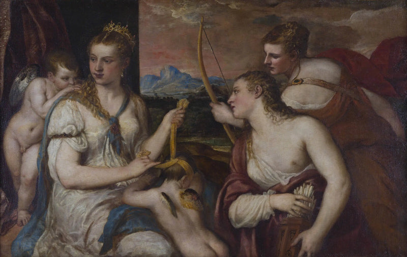 Venus bandant les yeux de Cupidon - Titian