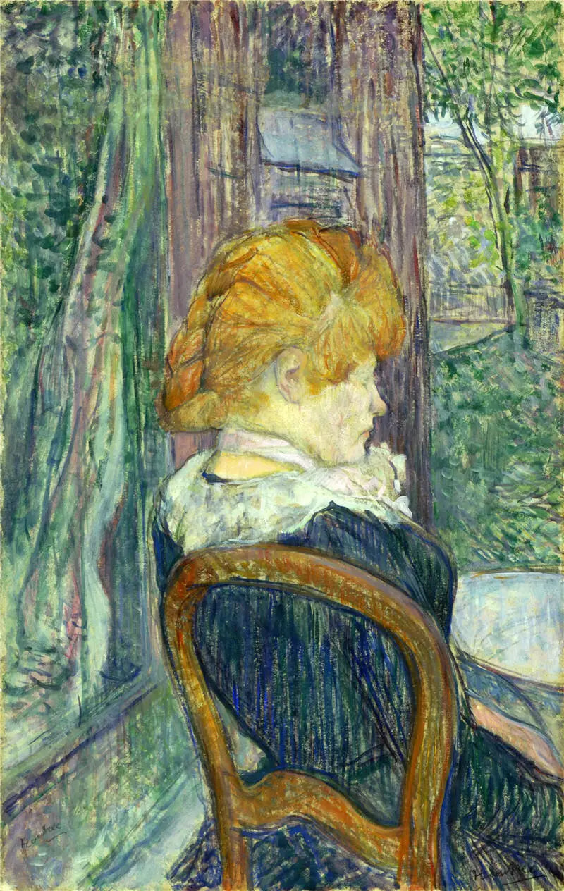 A Woman Sitting in a Garden - Henri de Toulouse-Lautrec