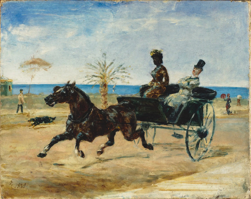 Anne Justine Angèle Delva de Dalmarie driving a convertible - Henri de Toulouse-Lautrec