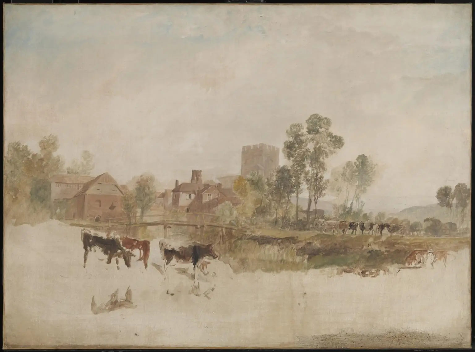 Reproduction du tableau « Goring Mill and Church - J. M. W. Turner » par Alpha Reproduction en peinture à l’huile