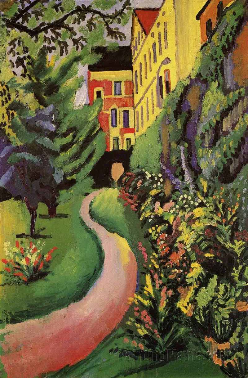 Reproduction du tableau « Notre jardin avec ses bordures fleuries - August Macke » par Alpha Reproduction en peinture à l’huile