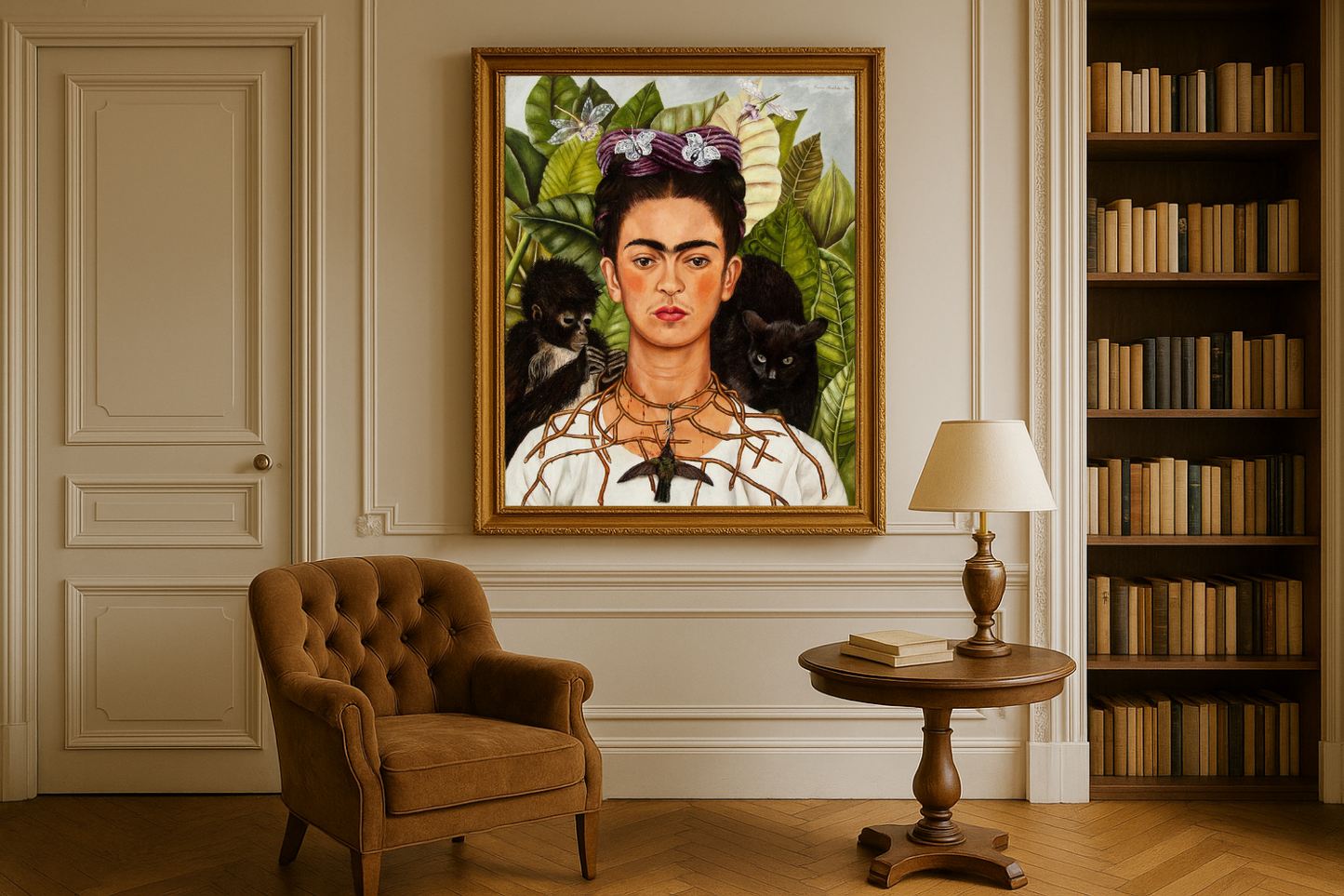 Self-portrait with Thorn Necklace and Hummingbird – Frida Kahlo (1940)