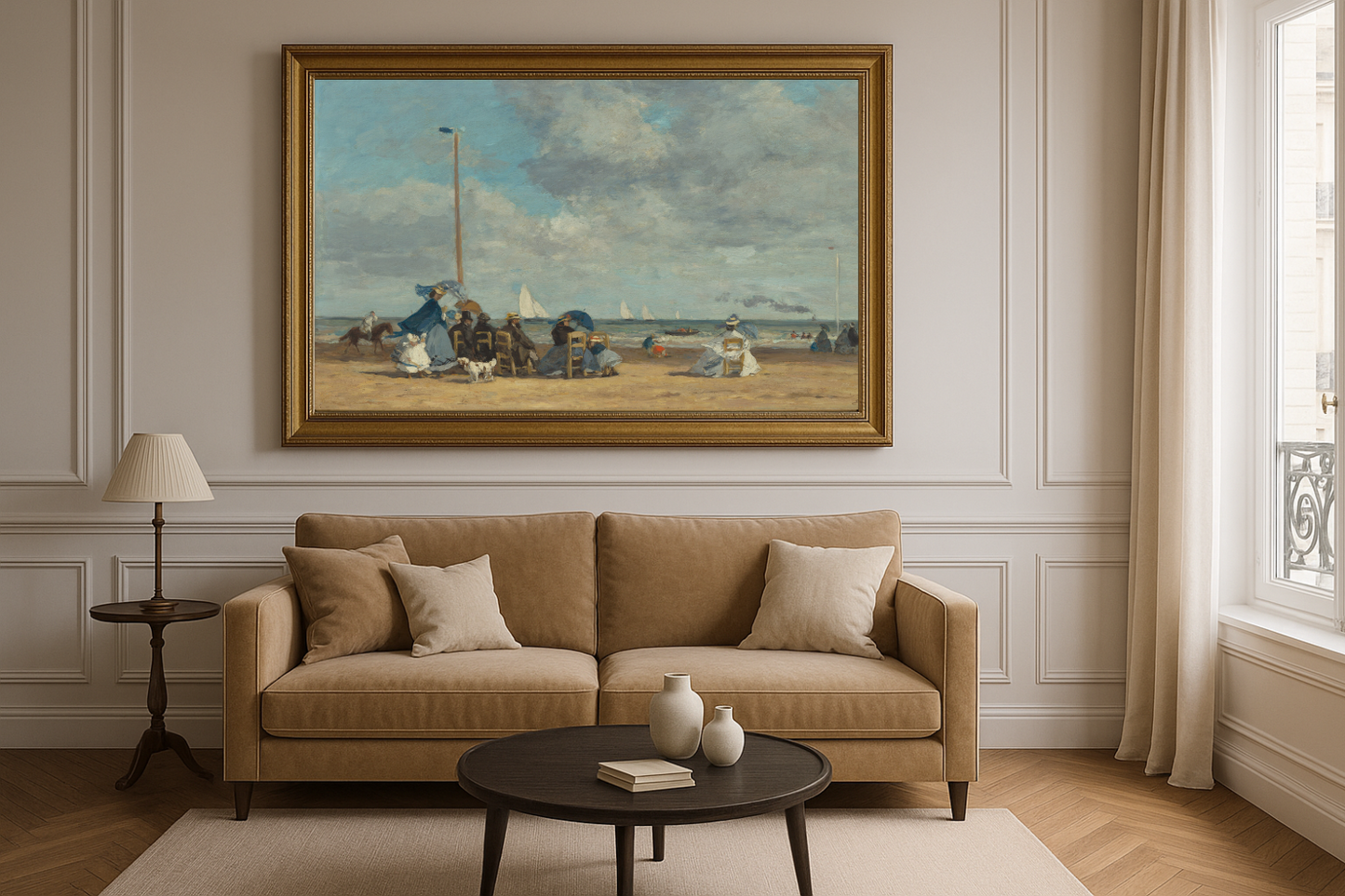 🌊 La Plage à Trouville – Eugène Boudin (années 1860)
