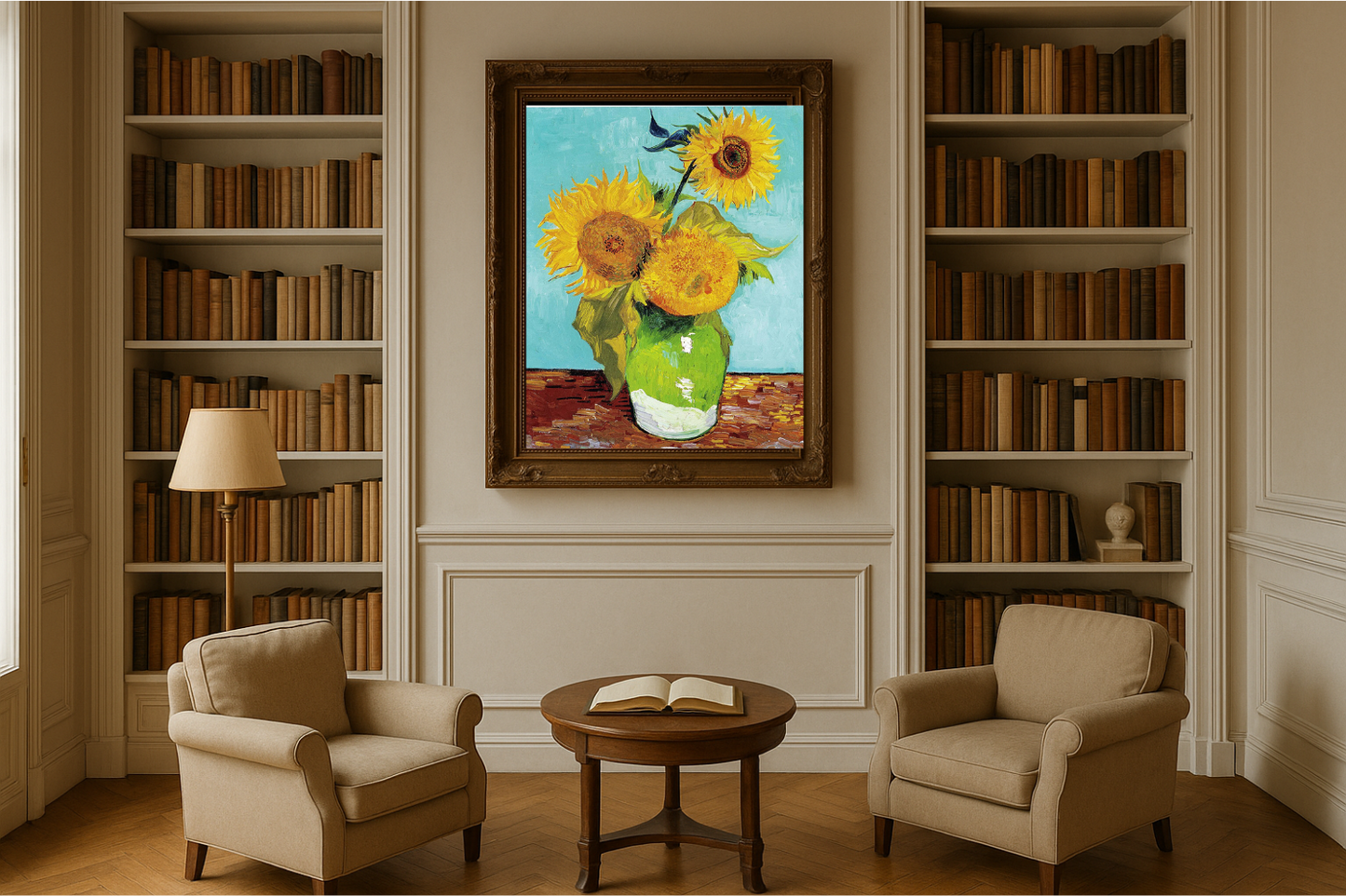 🌻 Sunflowers (turquoise background) – Vincent van Gogh (1888)