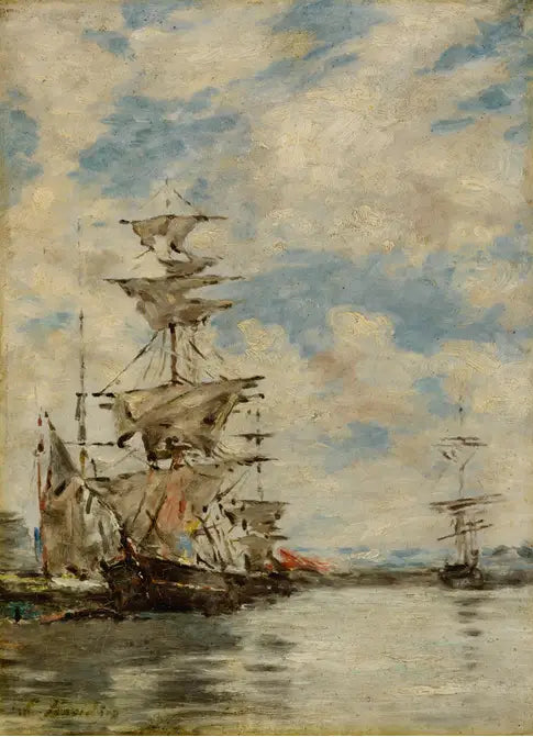 Sailboats in the Harbor - Eugène Boudin