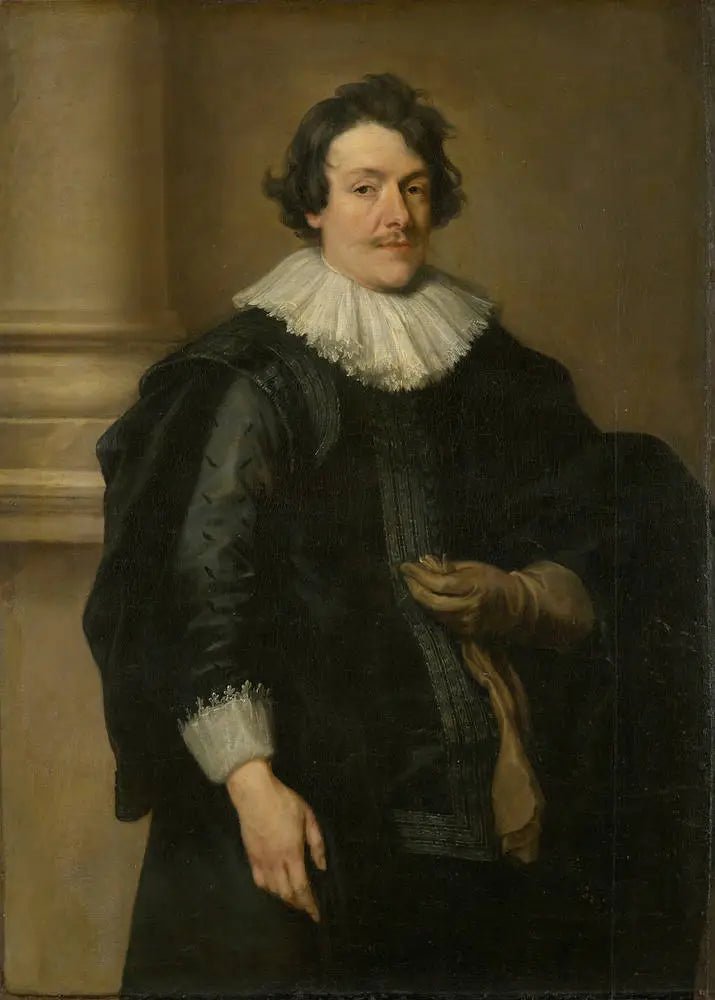 Portrait of a man in black in front of a column - Antoine van Dyck