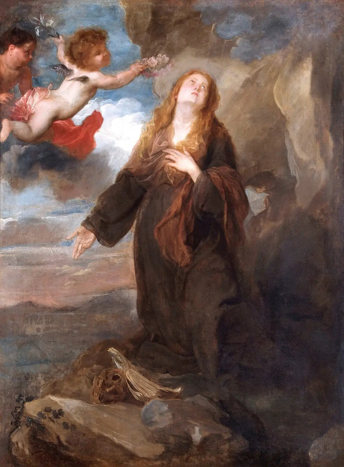 Sainte Rosalie couronnée de roses par deux anges - Antoine van Dyck - Alpha Reproduction