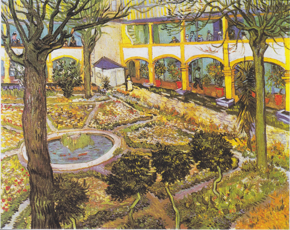 Reproduction du tableau « La cour de l'hôpital d'Arles - Vincent van Gogh » par Alpha Reproduction en peinture à l’huile