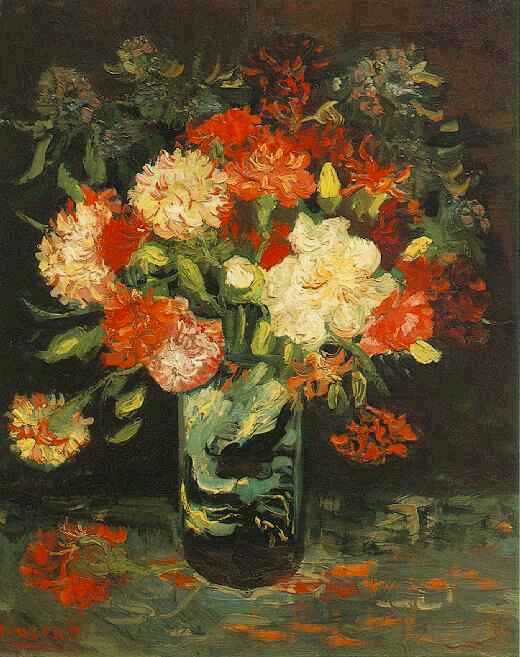 Reproduction du tableau « Vase aux œillets - Vincent van Gogh » par Alpha Reproduction en peinture à l’huile