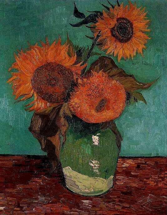 🌻 Vase with Three Sunflowers – Vincent van Gogh (1888)