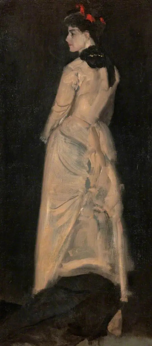 Reproduction du tableau « Harmonie en couleur chair et noir : Portrait de Mme Louise Jopling 1877 (huile) - James Abbott McNeill Whistler » par Alpha Reproduction en peinture à l’huile