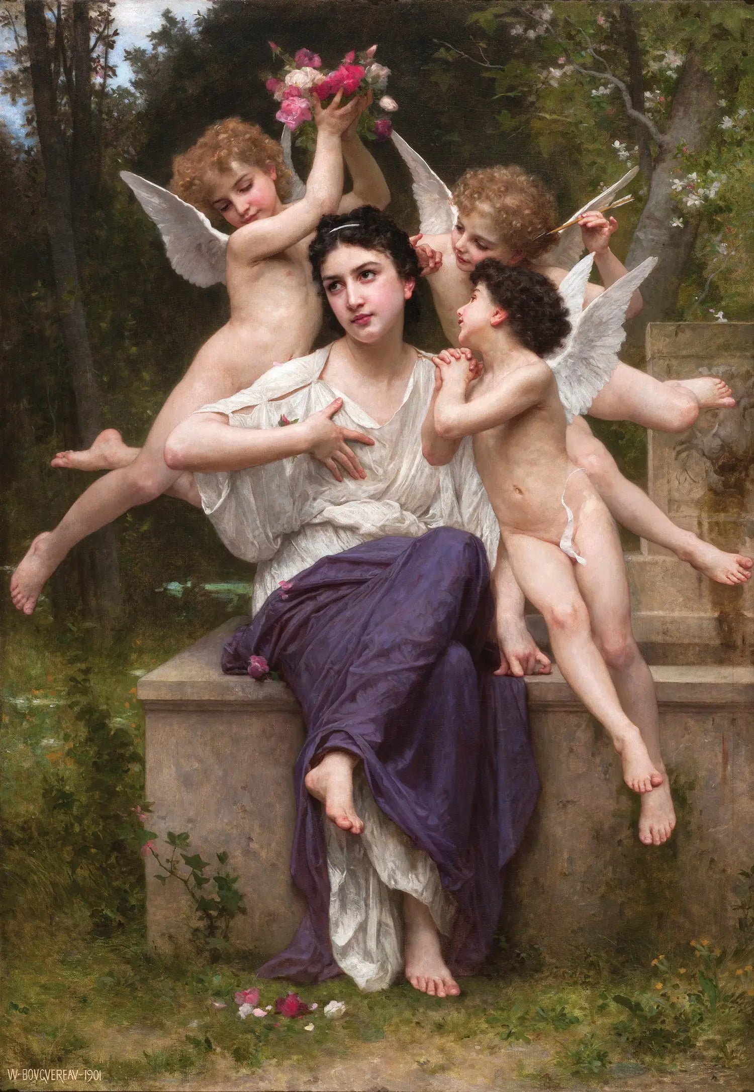 Reproduction du tableau « Rêve de printemps - Bouguereau » par Alpha Reproduction en peinture à l’huile