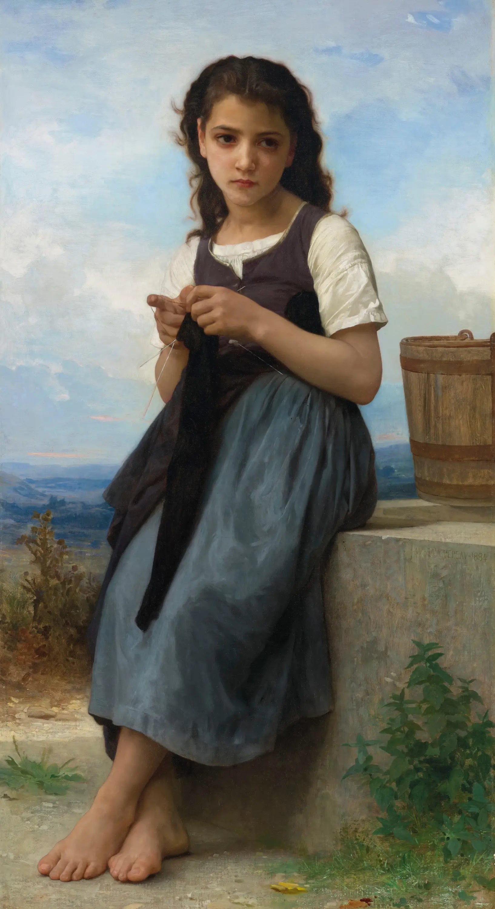 Reproduction du tableau « Tricoteuse - Bouguereau » par Alpha Reproduction en peinture à l’huile