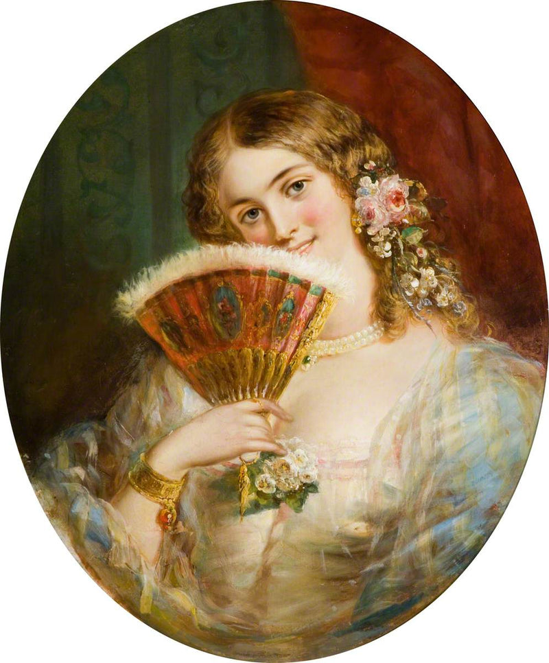 Portrait d'une dame avec un éventail - William Powell Frith