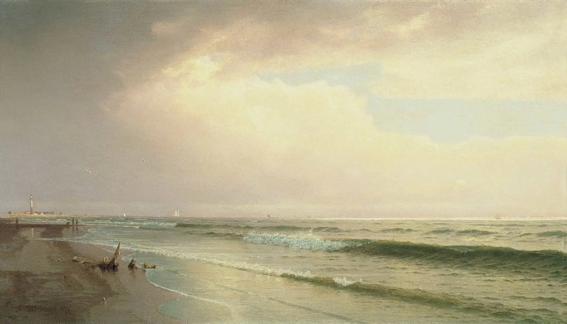 Seascape with lighthouse in the distance, Atlantic City, New Jersey - William Trost Richards