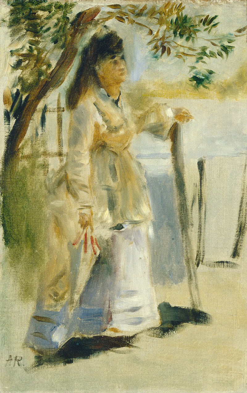 Woman by a Fence - Pierre-Auguste Renoir
