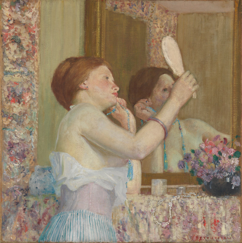 Woman Looking at Herself in the Mirror - Frederick Carl Frieseke