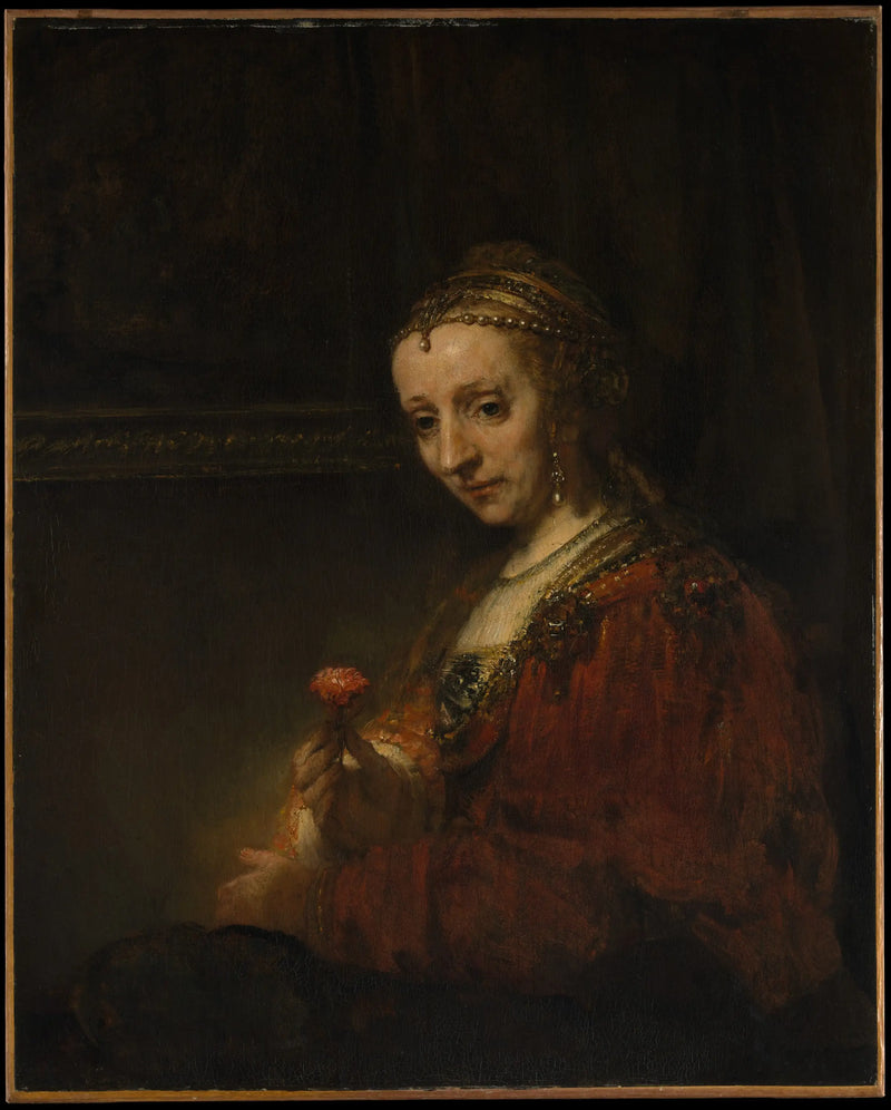 Woman with a Rose - Rembrandt