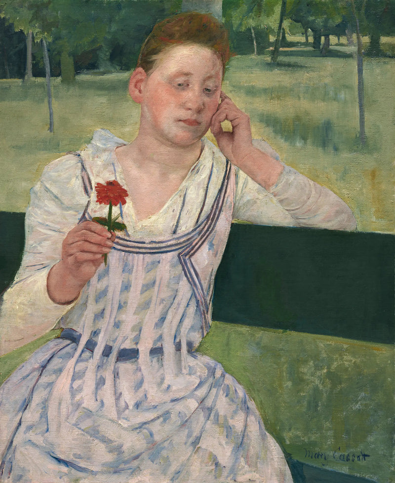 Woman with a Red Zinnia - Mary Cassatt