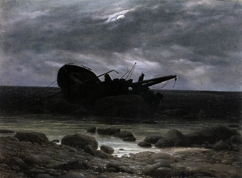 Wreck at Moonlight - Caspar David Friedrich
