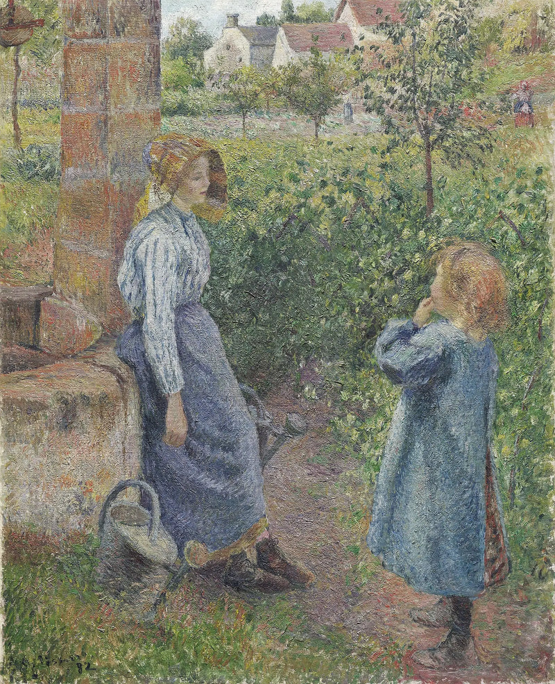Woman and Child at the Well - Camille Pissarro