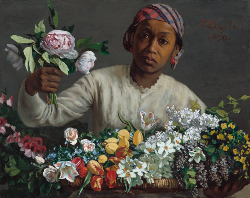 Young Woman with Peonies - Frédéric Bazille
