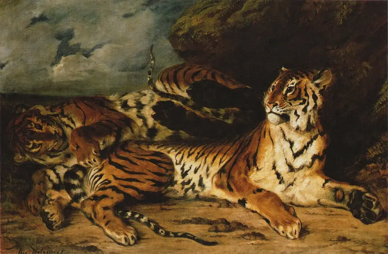 Young Tiger Playing with His Mother - Eugène Delacroix