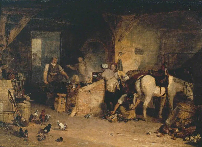A Country Blacksmith Disputing upon the Price of Iron, and the Price Charged to the Butcher for Shoeing his Pony - J. M. W. Turner