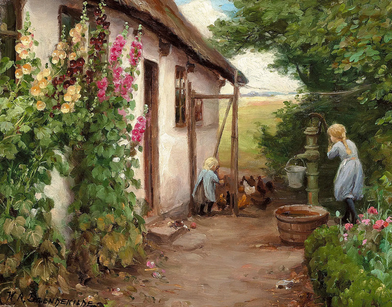 Outside the farm. - H. A. Brendekilde