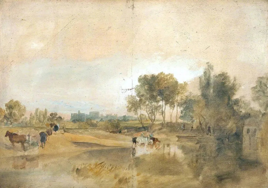 A Thames Backwater with Windsor Castle in the Distance - J. M. W. Turner image 1 copie peinte à la main à l’huile