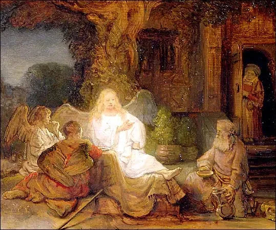 Abraham and the Three Angels - Rembrandt