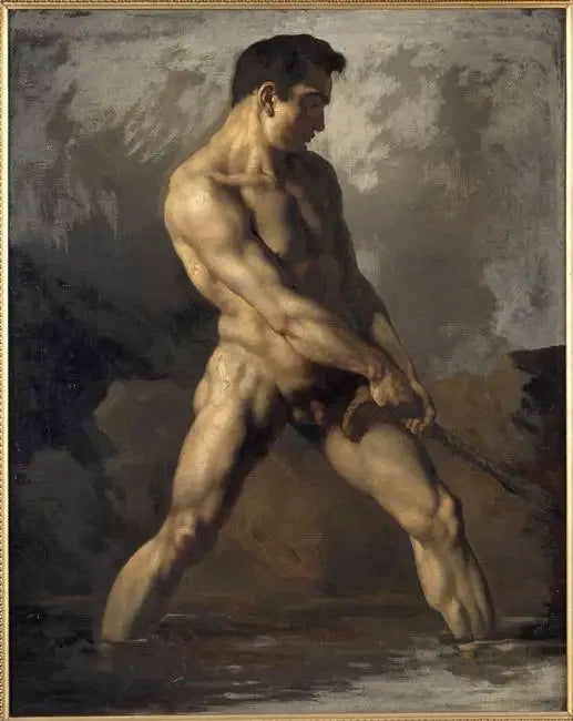 Academy of a Standing Man, Pulling on a Rope - Théodore Géricault