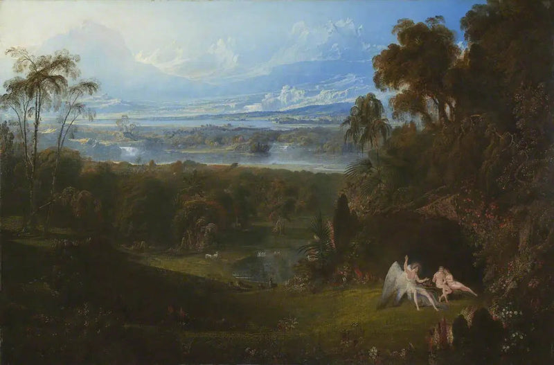 Adam and Eve entertaining the angel Raphael