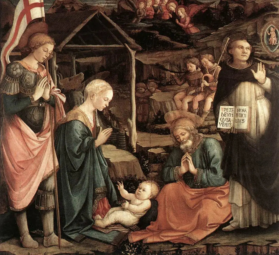 Adoration of the Child with Saint Vincent Ferrier and Saint George - Fra Filippo Lippi