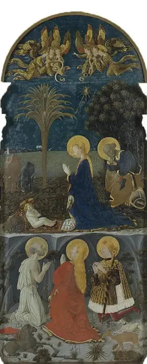 Adoration of the Child Jesus with Saint Jerome, Saint Mary Magdalene, and Saint Eustace - Paolo Uccello