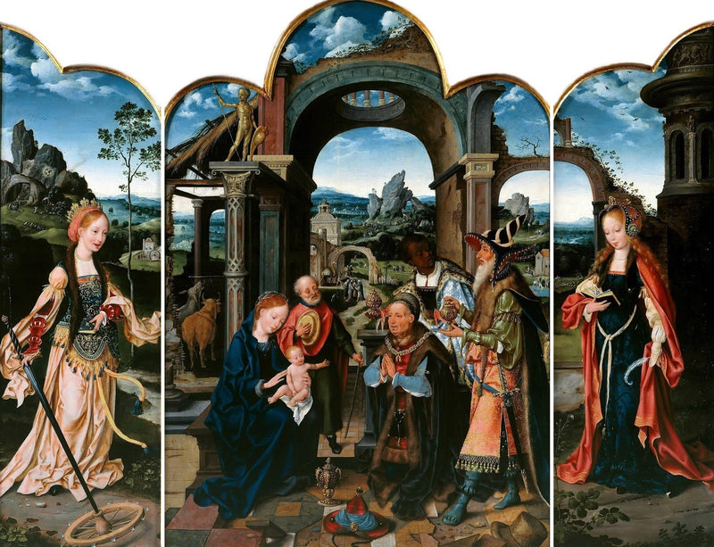 Adoration of the Magi with Sigismund I of Poland. - Joos van Cleve