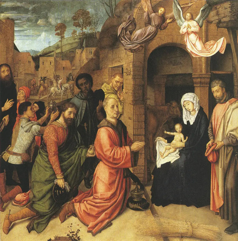 Adoration of the Magi before the stable on the hill - Hugo van der Goes