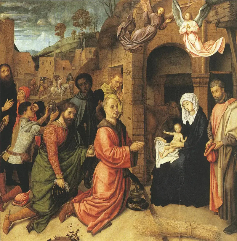 Adoration of the Magi before the stable on the hill - Hugo van der Goes