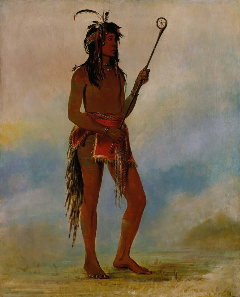 Ah-nó-je-nahge, the one who stands on both sides, a distinguished ball player - George Catlin