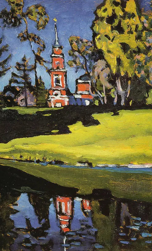 Reproduction du tableau « Akhtyrka, église rouge - Vassily Kandinsky » par Alpha Reproduction en peinture à l’huile