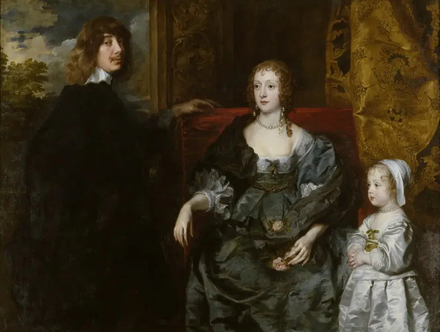 Algernon Percy, 10th Earl of Northumberland (1602-1668), his first wife Lady Anne Cecil (deceased in 1637), and their daughter, Lady Catherine Percy (1630-1638) - Antoine van Dyck