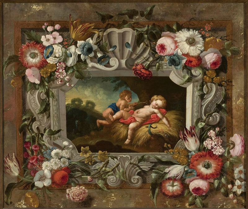 Allegory of Summer in a Circle of Flowers - François Boucher