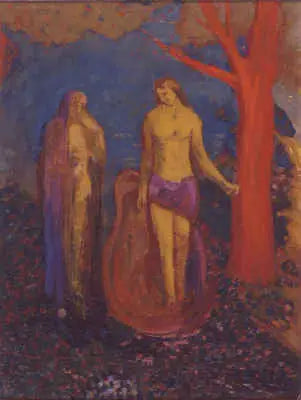 Allegory: a non-rouged red tree by the sun - Odilon Redon