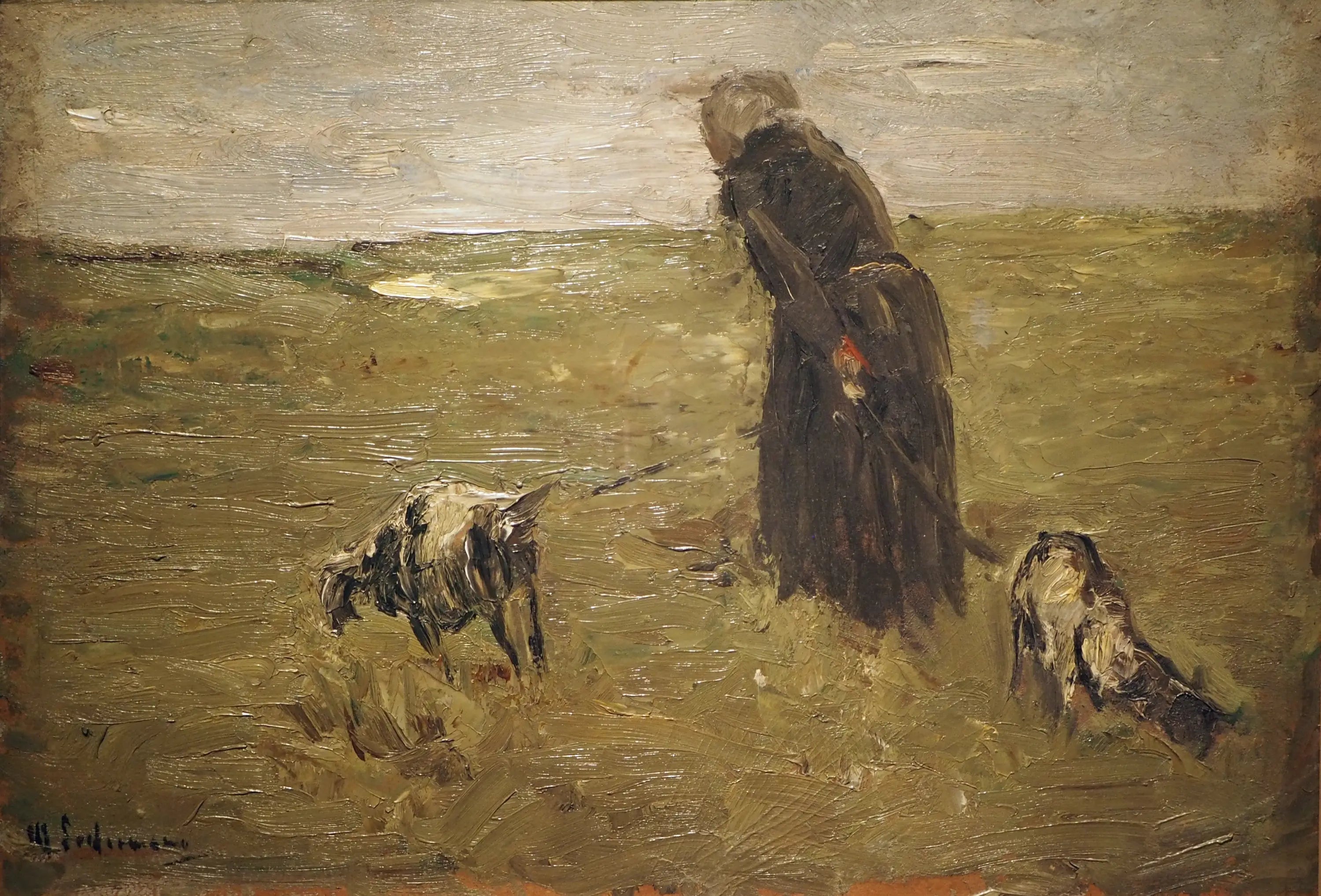 Alte Frau mit Ziegen - Max Liebermann image 1 copie de tableau peinte à la main