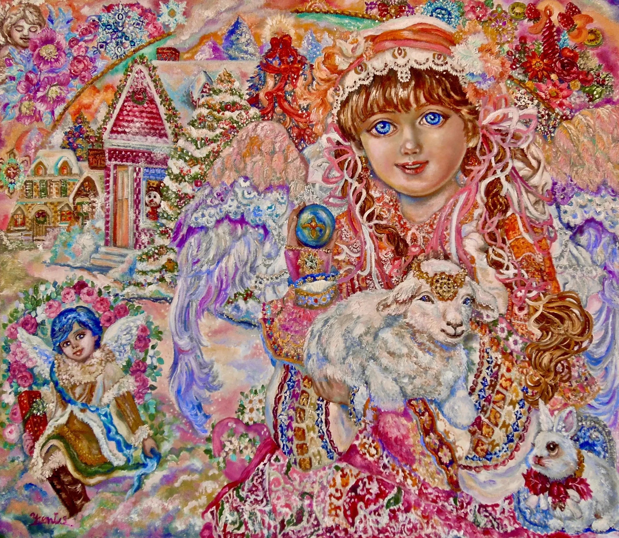 An angel holding the Lamb of God - Yumi Sugai image 1 copie de tableau peinte à la main
