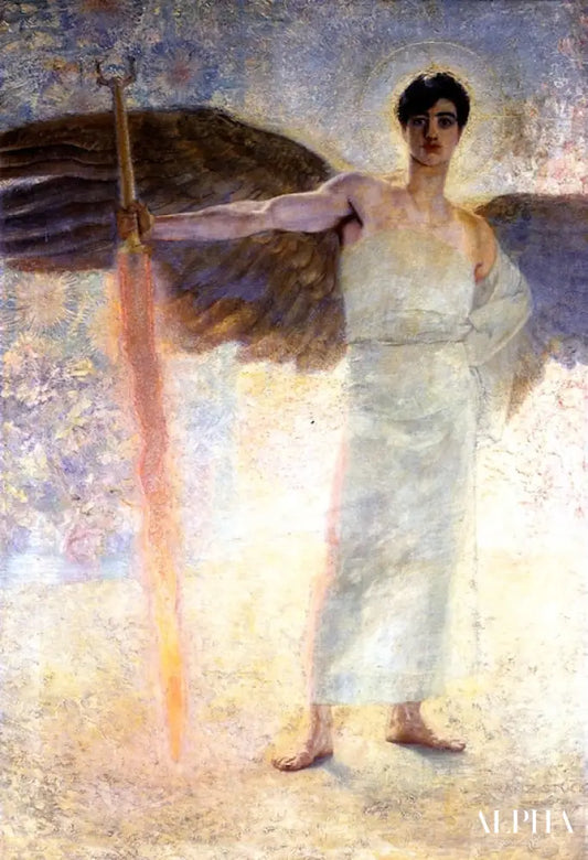 Ange à l’épée flamboyante - Franz von Stuck Reproductions de tableaux à la peinture à l’huile