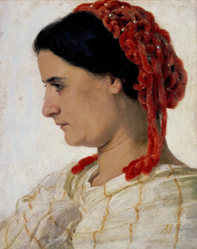 Angela Böcklin with a red hairnet - Arnold Böcklin