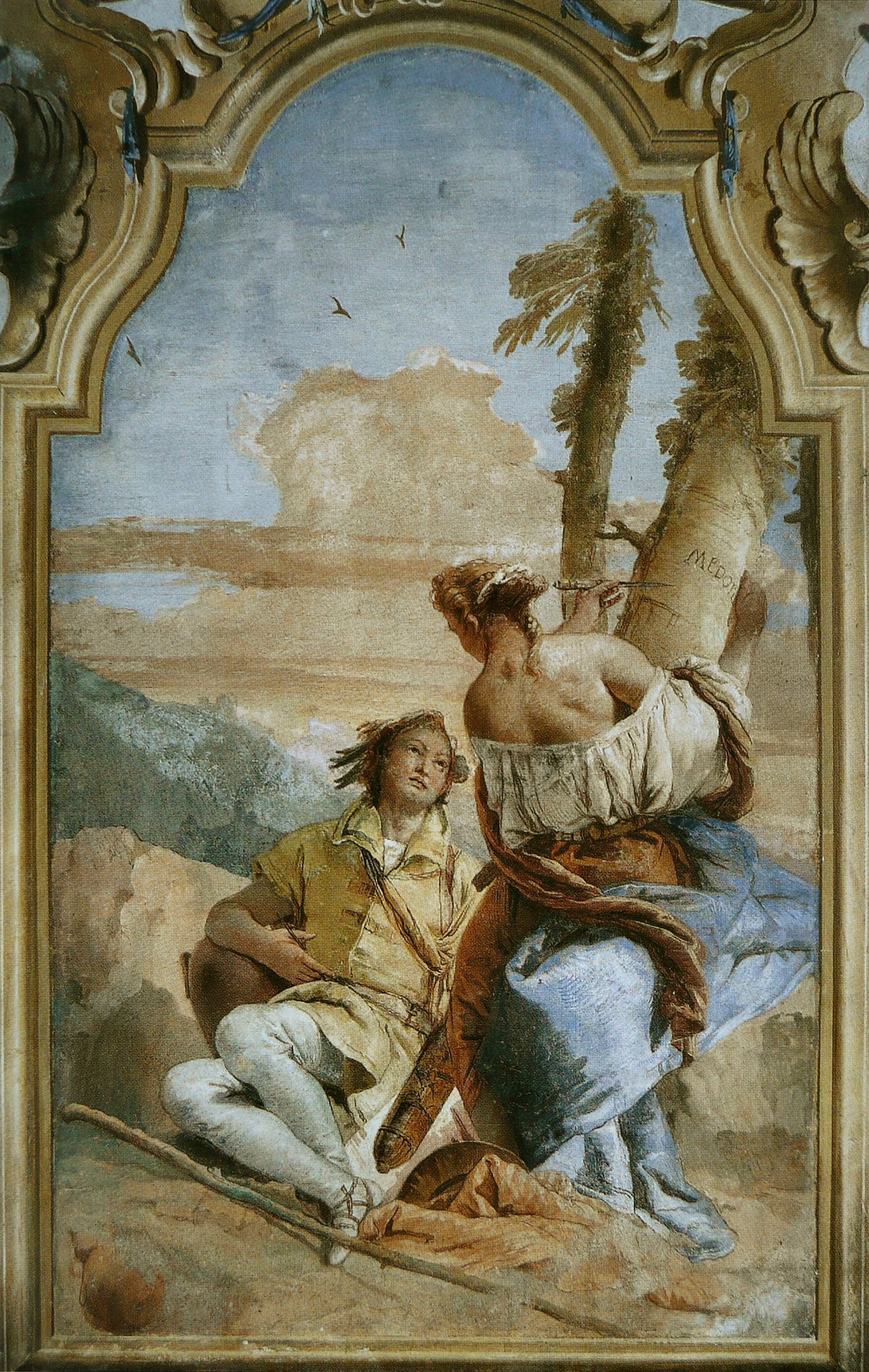 Angelica gravant le nom de Medoro sur un arbre - Giovanni Battista Tiepolo