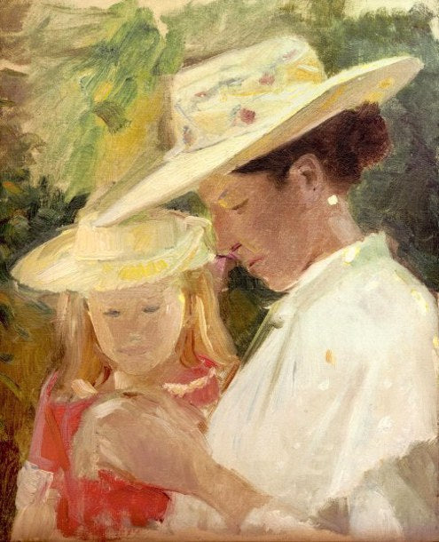 Anna Ancher with Helga in the garden - Michael Peter Ancher
